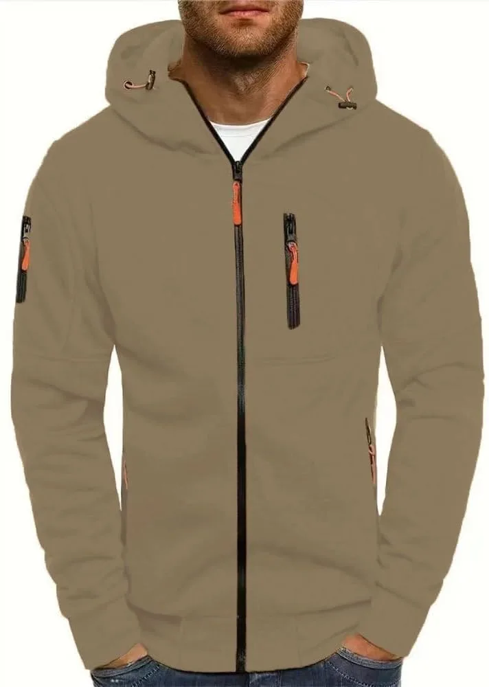 

Мужская худи с молнией и цветными блоками slim fit YJHXRHDSYJ