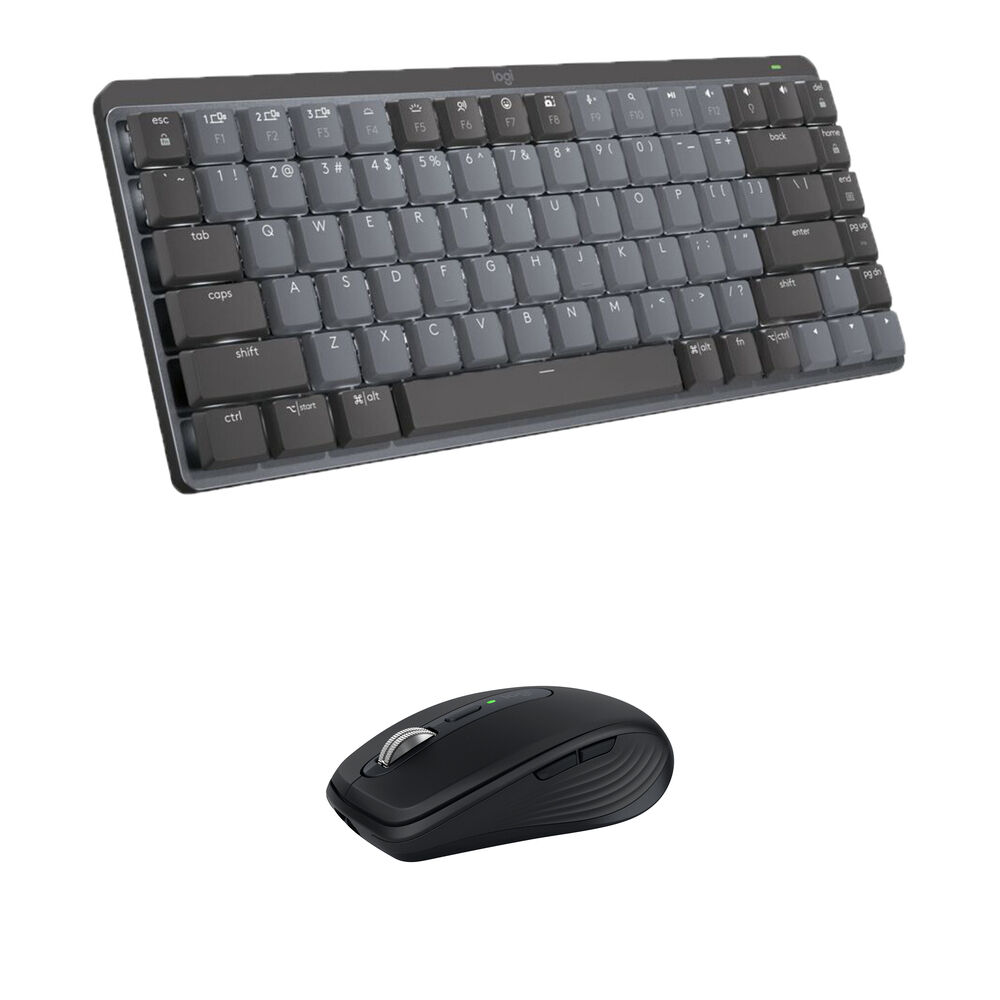 

Комплект из беспроводной механической мини-клавиатуры Logitech MX и мыши Anywhere 3S (тактильная, серо-черная)