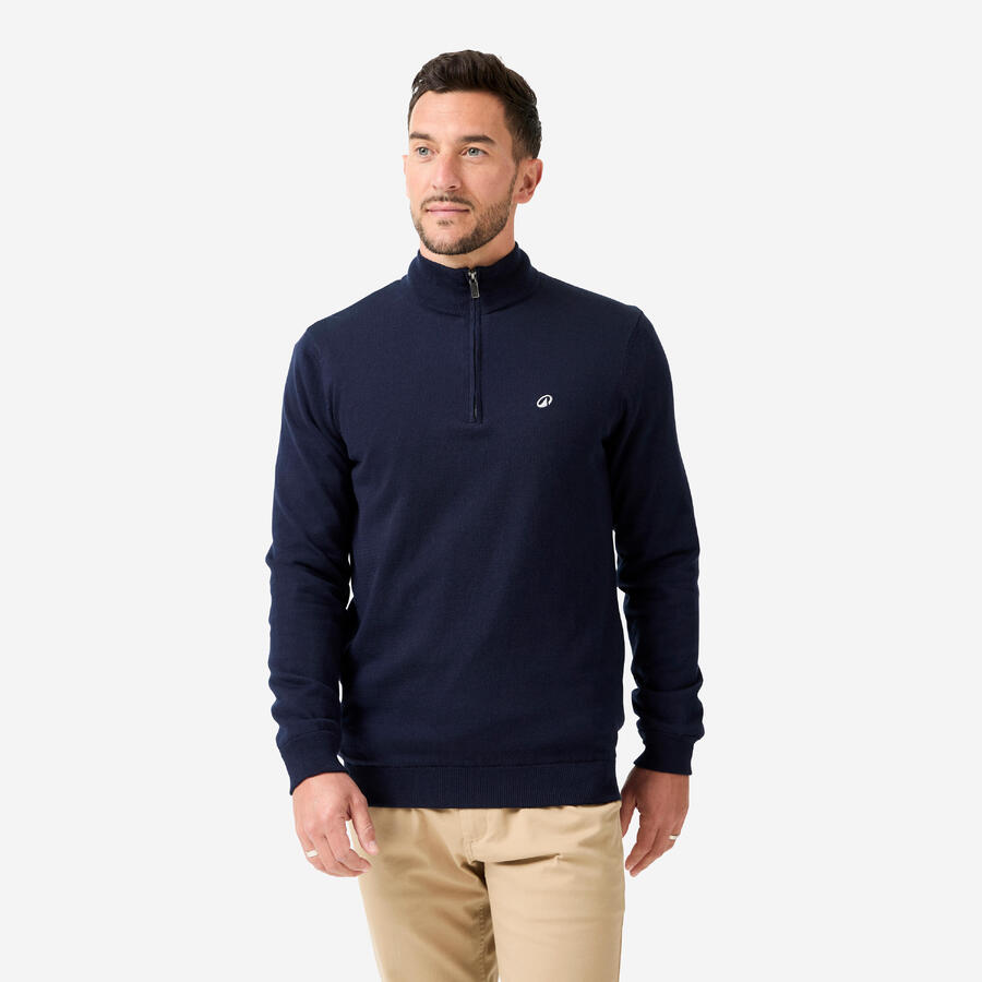 

INESIS Мужской свитер для гольфа с воротником-стойкой, ветрозащитный, на молнии - MW500, цвет: тёмно-синий