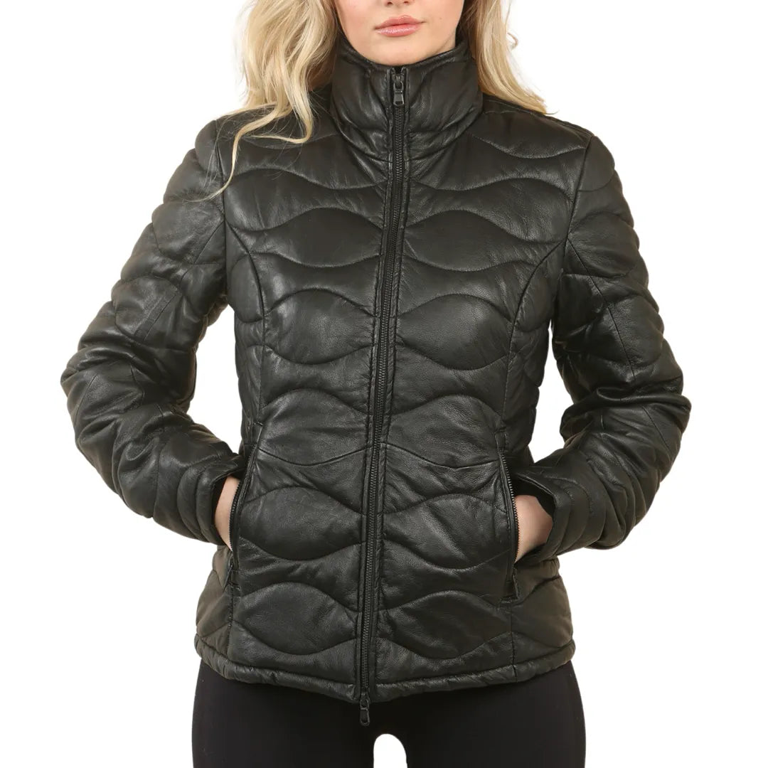 

Кожаная куртка Puffer стеганая средней длины TruClothing, черный