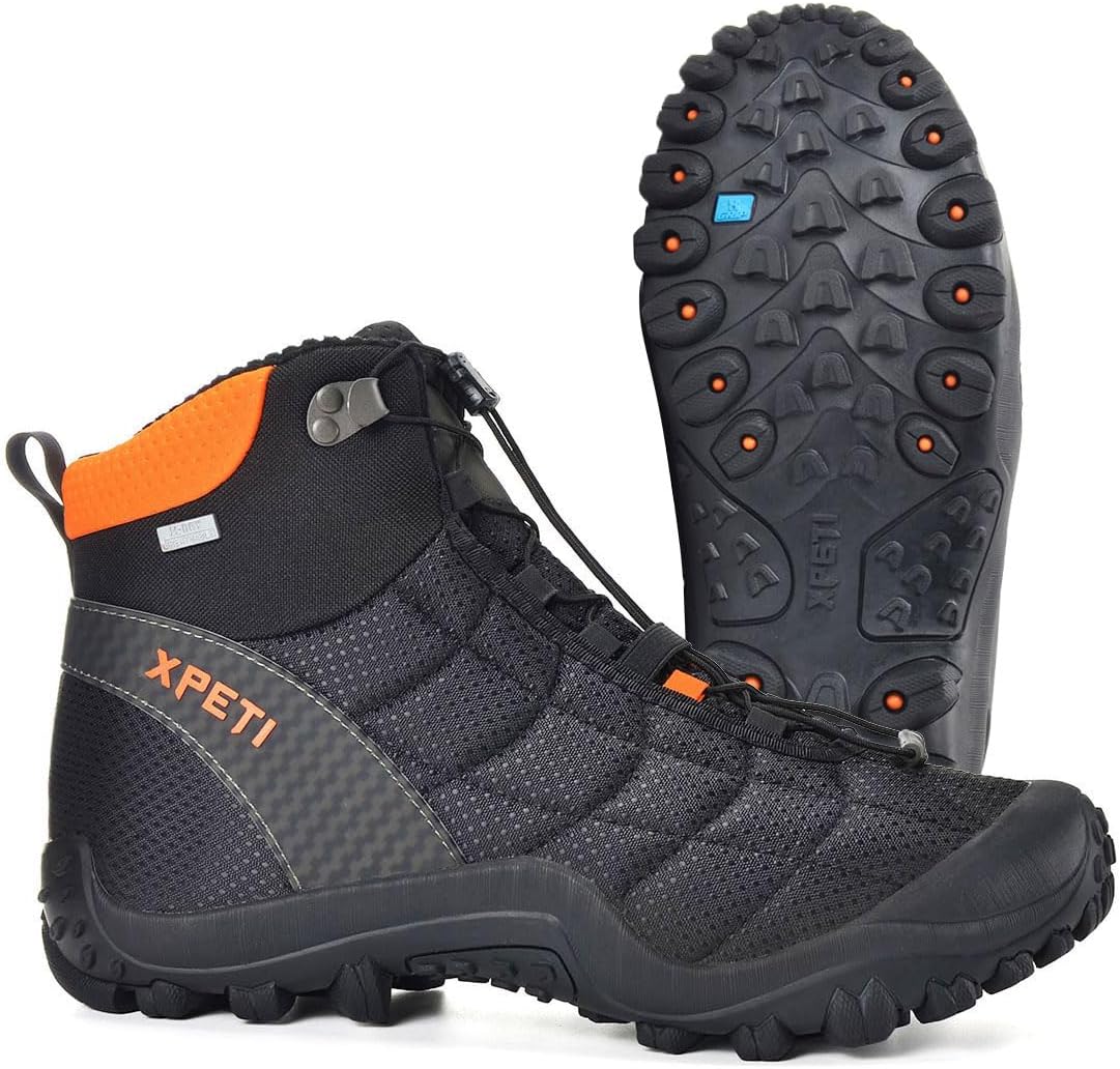 Мужские зимние сапоги Manfen Crest Thermo Mid Snow водонепроницаемые для походов, черный/оранжевый — фото 2