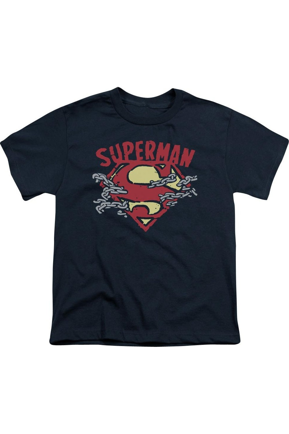 

Футболка с коротким рукавом для детей "Супермен разрывает цепи" Gildan, темно-синий