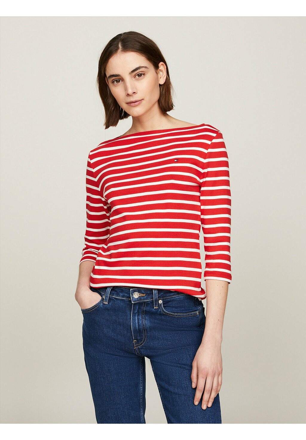 

Топ с длинными рукавами NEW CODY BOAT-NK 3/4SLV Tommy Hilfiger, цвет breton fierce red ecru