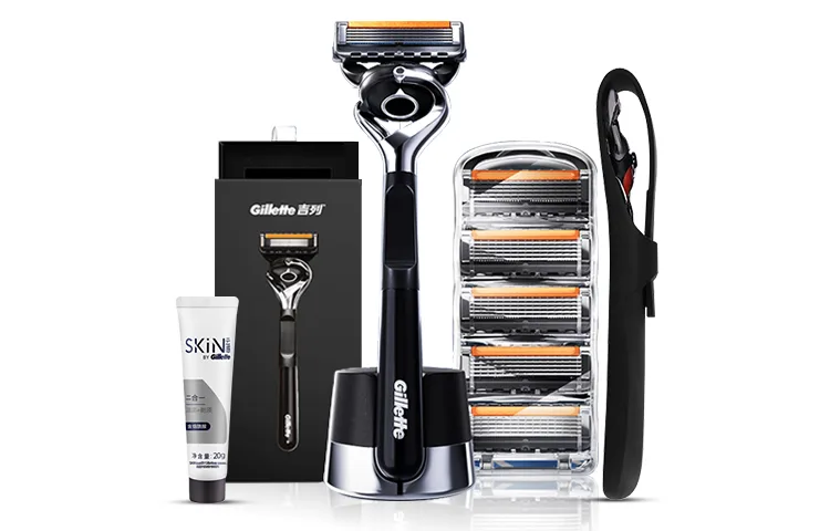 Бритвенный станок Feng Yin Zhi Shun с автоматической очисткой и подарочной упаковкой Gillette, 5-Blade Shaver with Magnetic Box, Cleansers, and Blade Cover