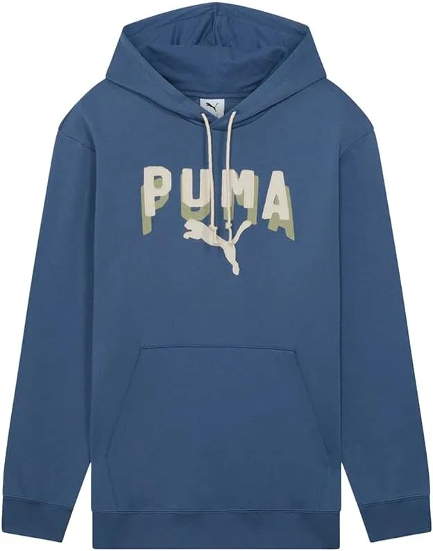 Мужская толстовка PUMA Essentials Double Up Hoodie, спортивная верхняя одежда, повседневная - черная