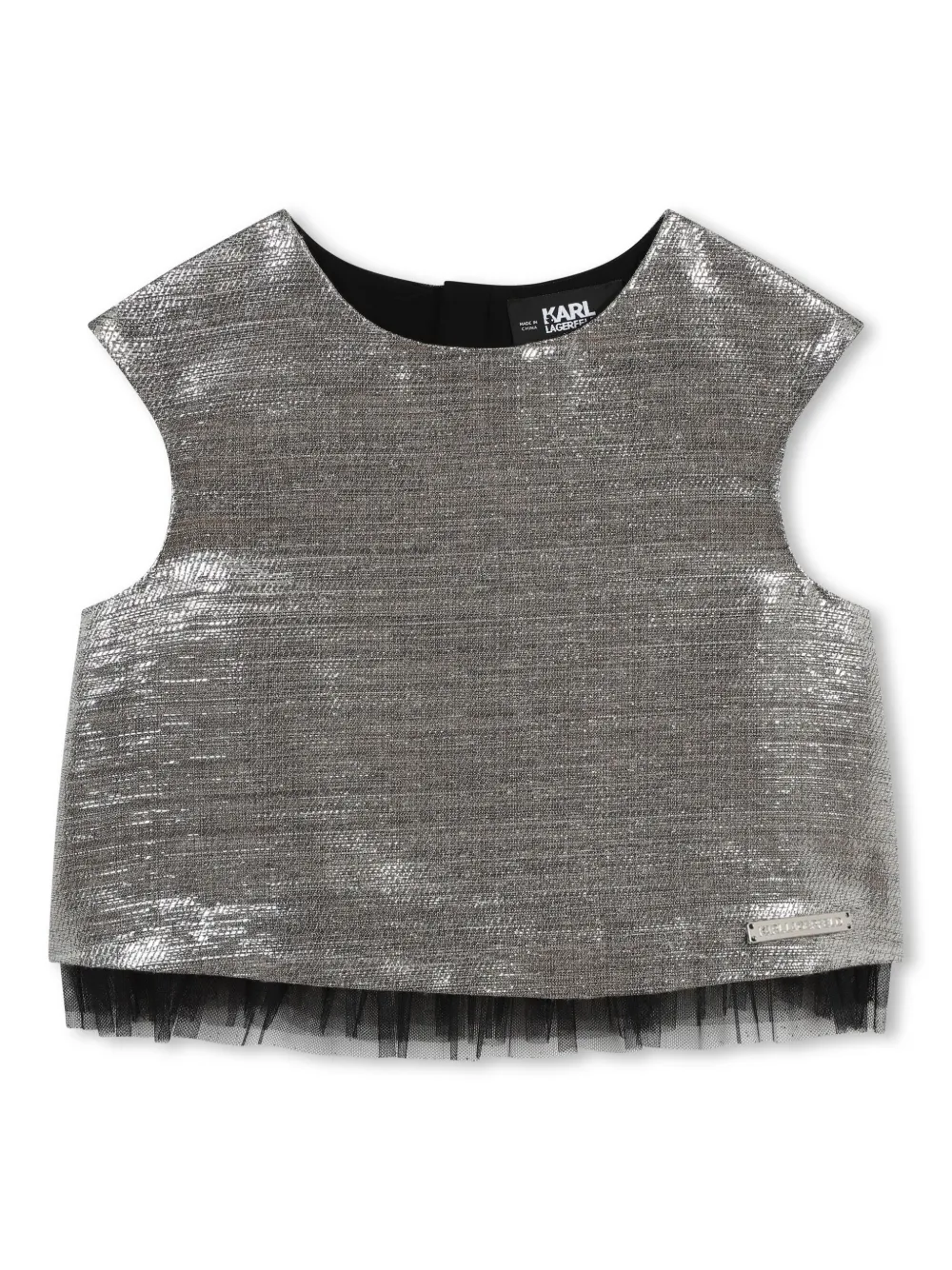 

Топ с эффектом металлик KARL LAGERFELD KIDS, серебяный