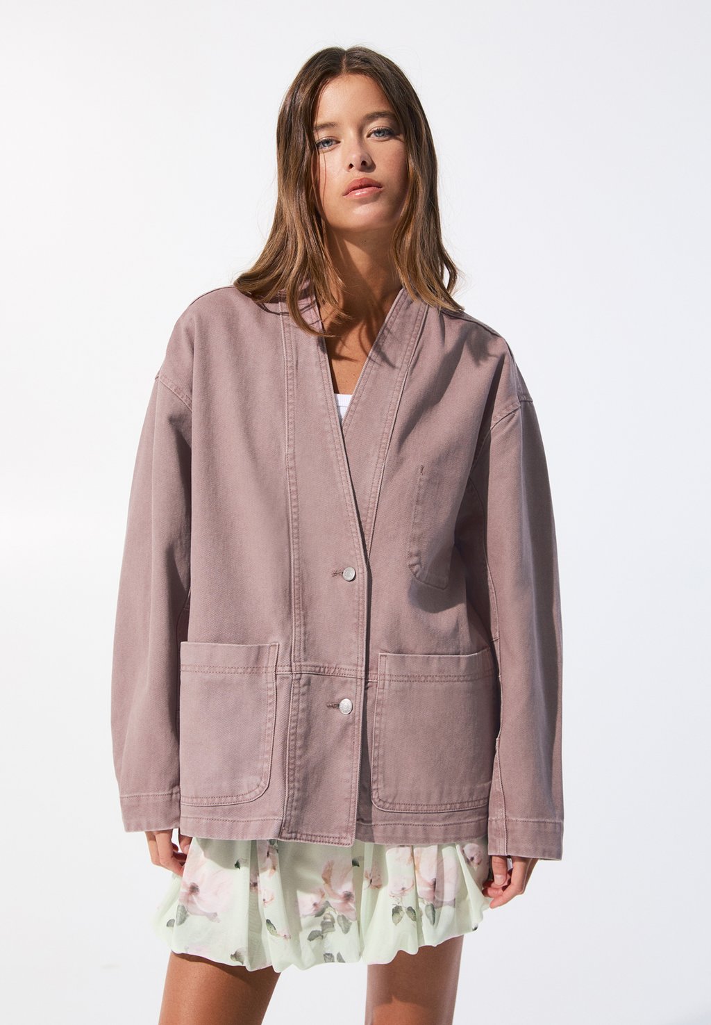 

Короткое пальто PULL&BEAR, розовый