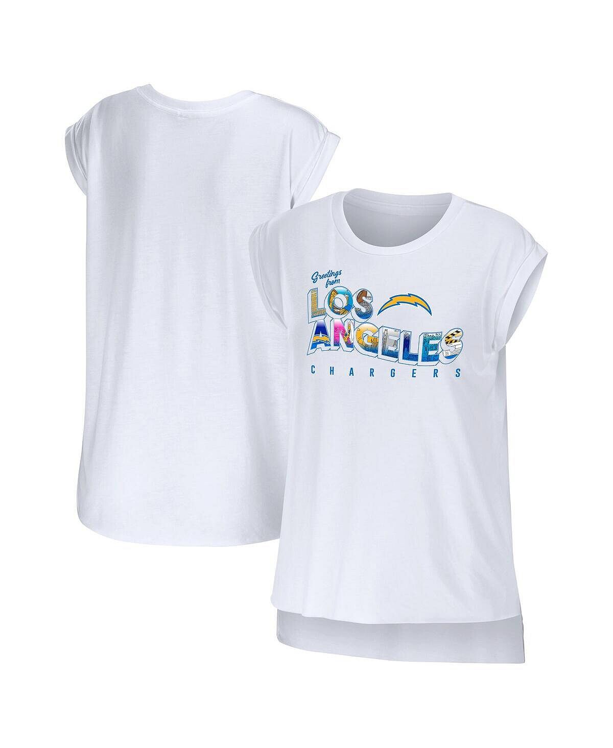 

Женская белая футболка Los Angeles Chargers Greeting From Muscle WEAR by Erin Andrews, белый