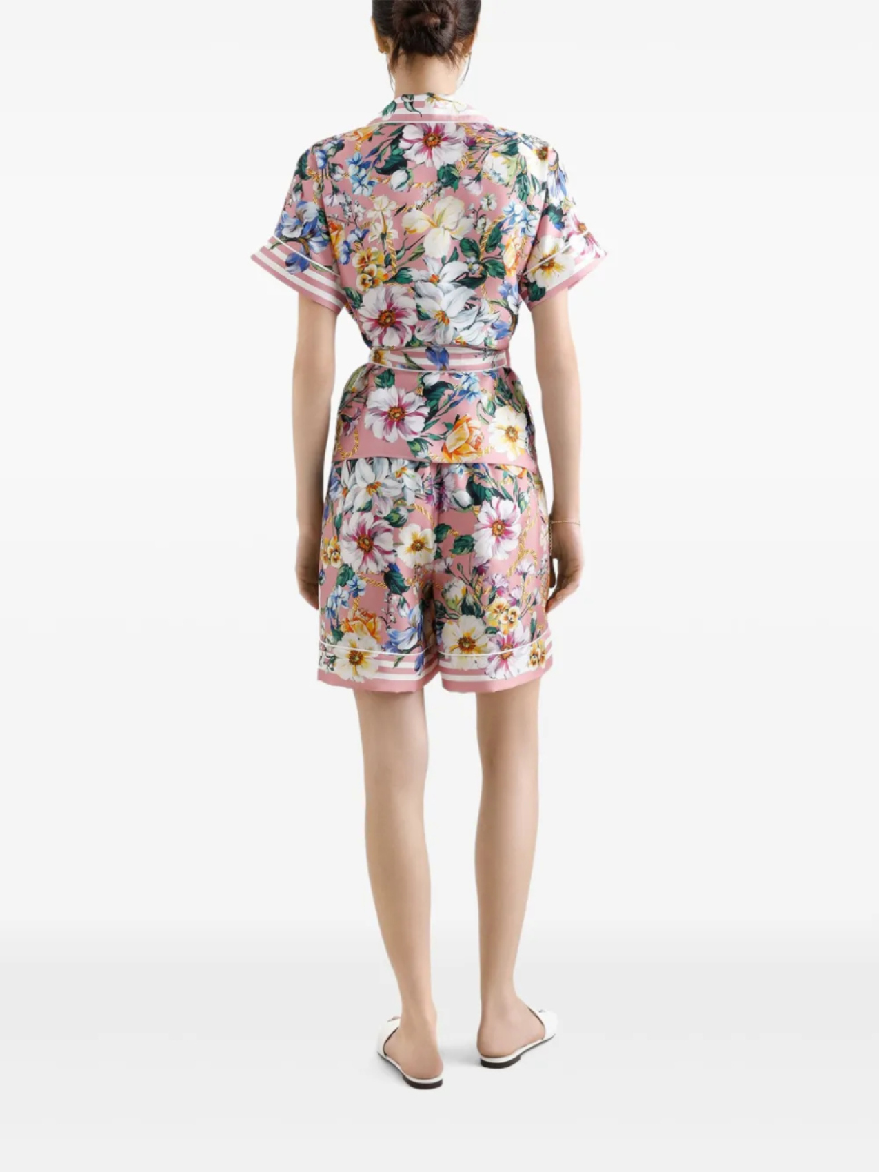 Dolce & Gabbana атласные шорты с цветочным принтом, розовый — фото 3