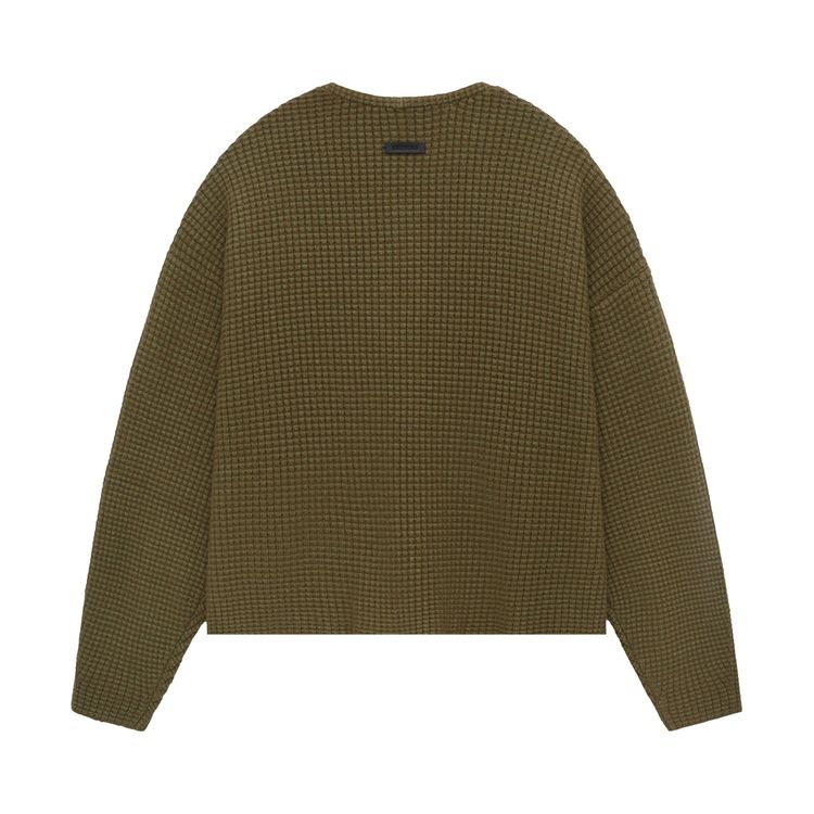 Кардиган Fear of God Essentials Heavy Waffle Cardigan Olive, зеленый — фото 2
