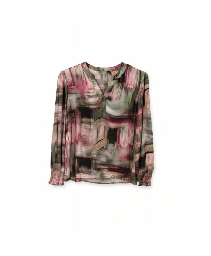 

Художественный топ Estelle в розово-зелено-бежево-черном цвете. 2-Biz, мультиколор