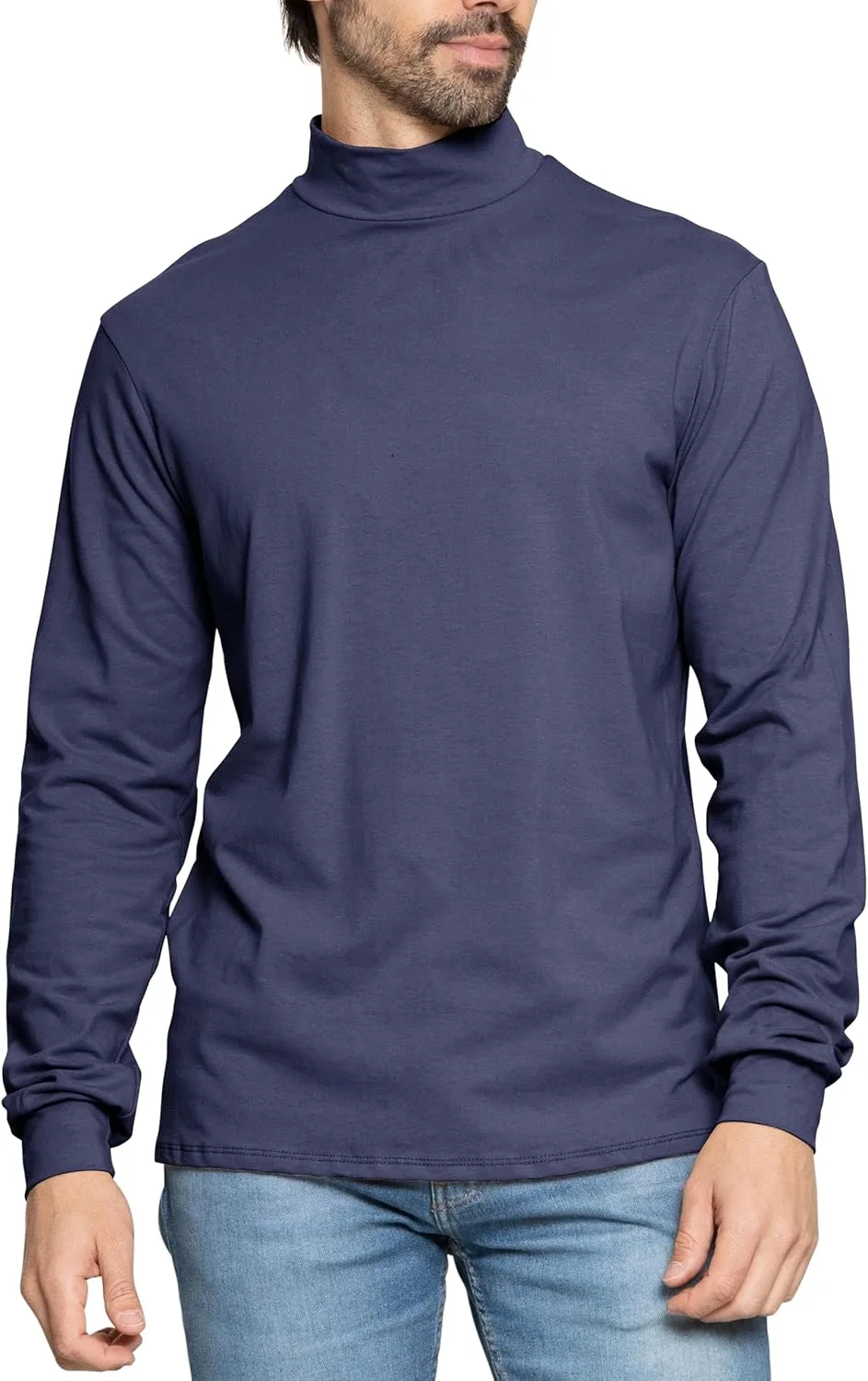 

Мужская хлопковая футболка с воротником-стойкой и манжетами STRETCH IS COMFORT