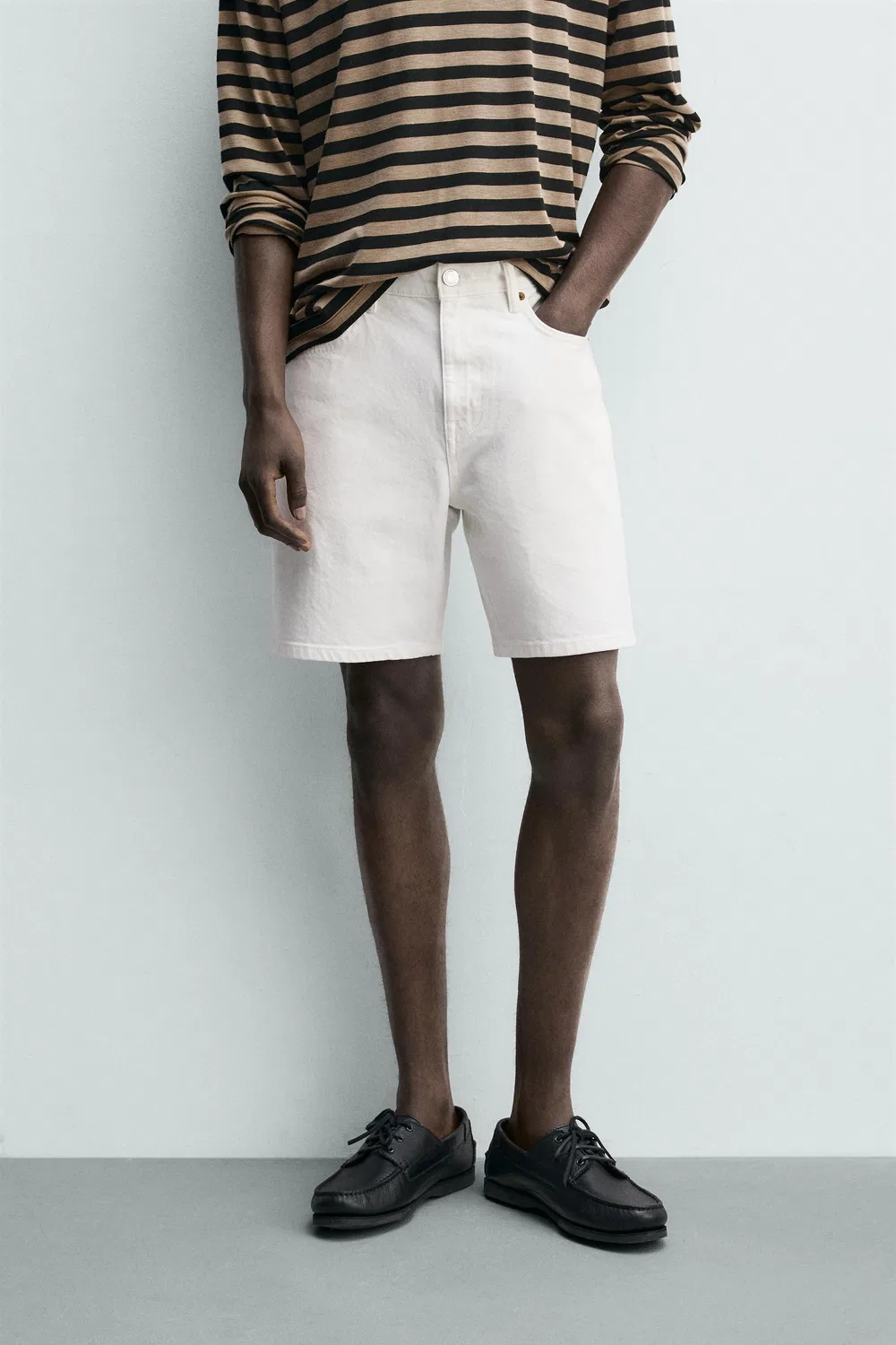 ДЖИНСОВЫЕ ШОРТЫ СТАНДАРТНОГО КРОЯ-БЕРМУДА ZARA, White — фото 2