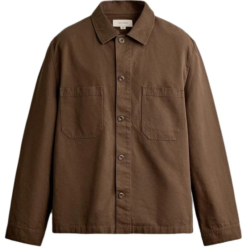 Мужское пальто с лацканами, прямого кроя, Brown, ZARA