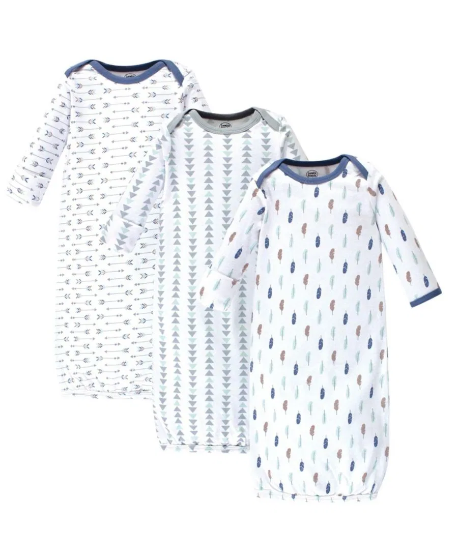 Комплект из 3 ночных рубашек Breathable Cotton Sleepwear Wraps Luvable Friends, Boy Feathers