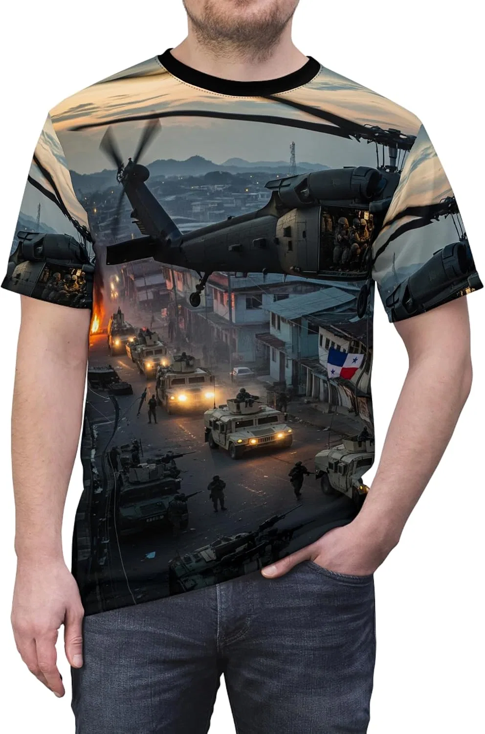 Футболка с принтом Invasion of Panama, Black Stitching — фото 3
