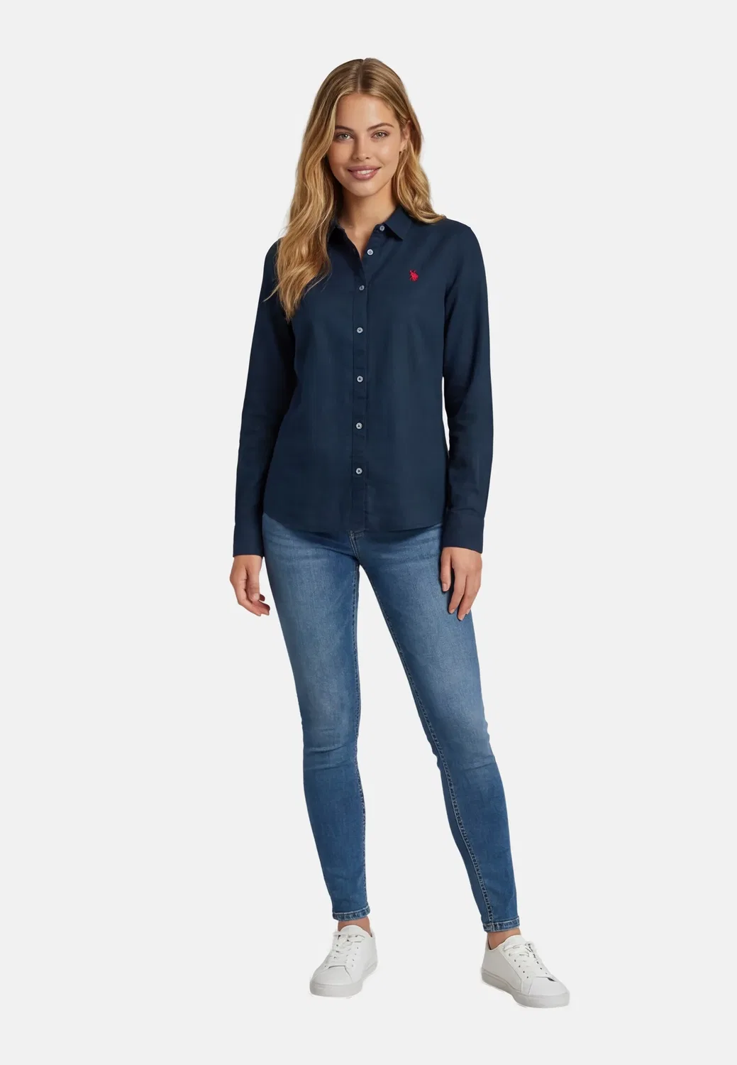 Женская льняная рубашка P045 U.S. Polo Assn., Navy — фото 2