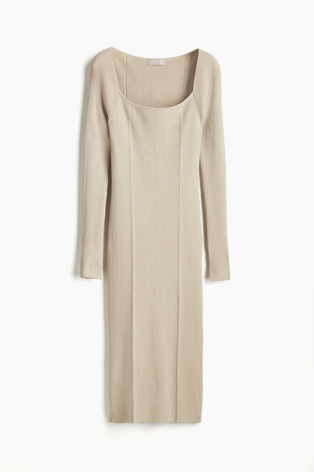 

Платье H&M Square-neck Rib-knit, бежевый