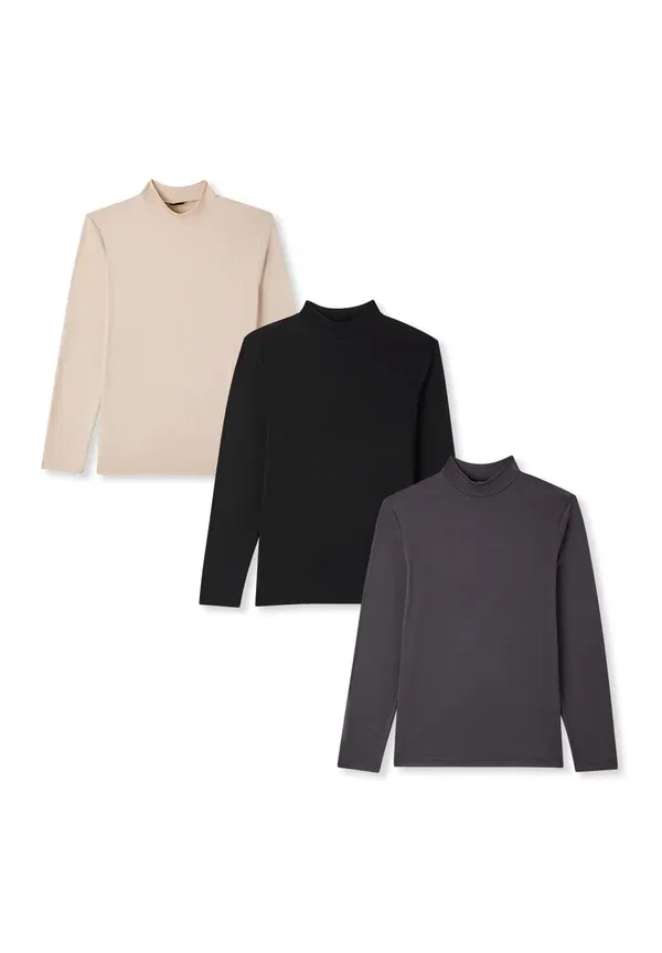 Комплект из 3 водолазок, Jersey, Lupetto Elasticizz, Terranova, Ivory, Dark Grey, черный/темно-серый — фото 4
