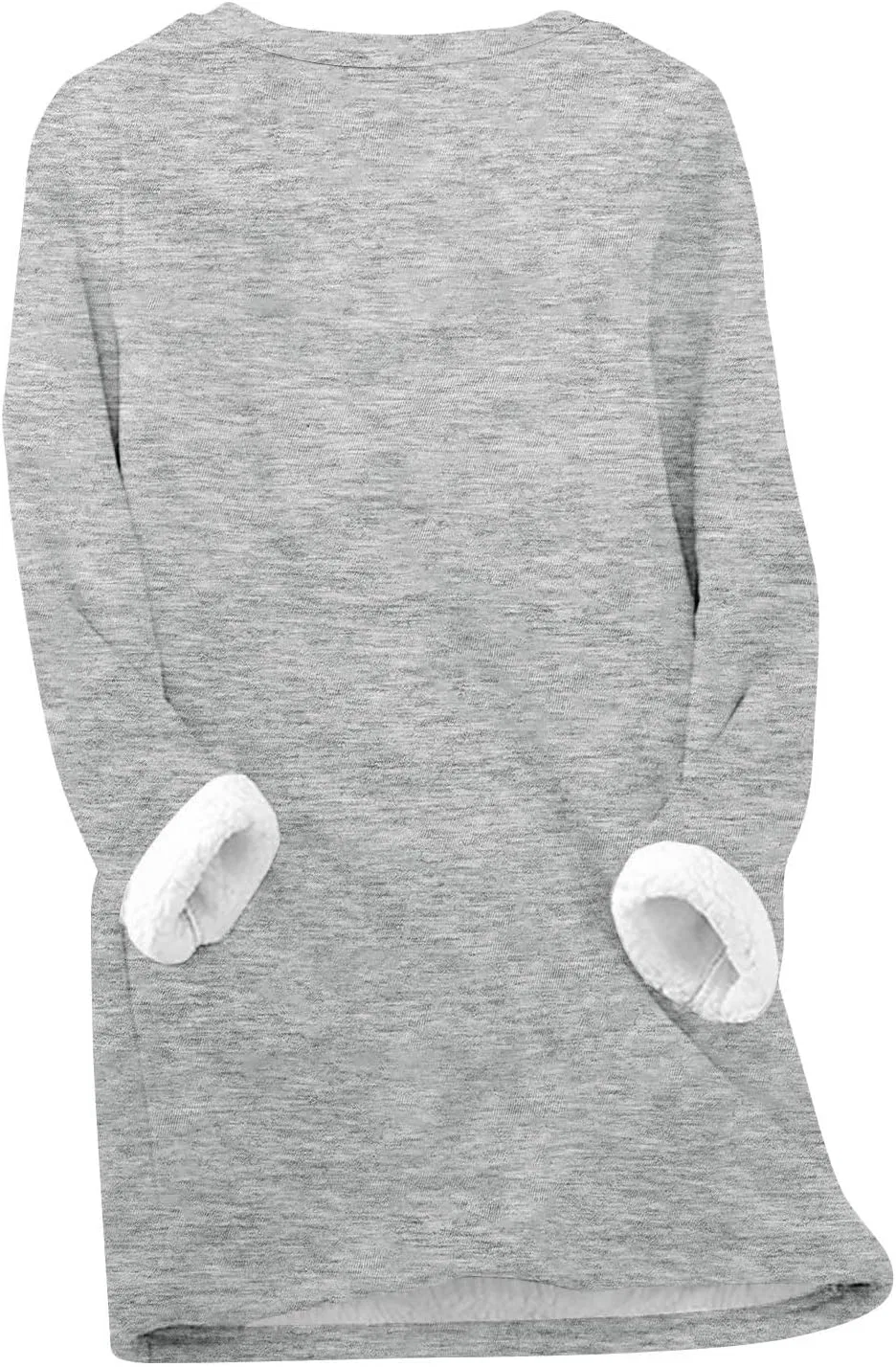 Женский свитшот свободного кроя с флисом и подкладкой из шерпы Long Sleeve Winter Pullover, светло-серый — фото 3