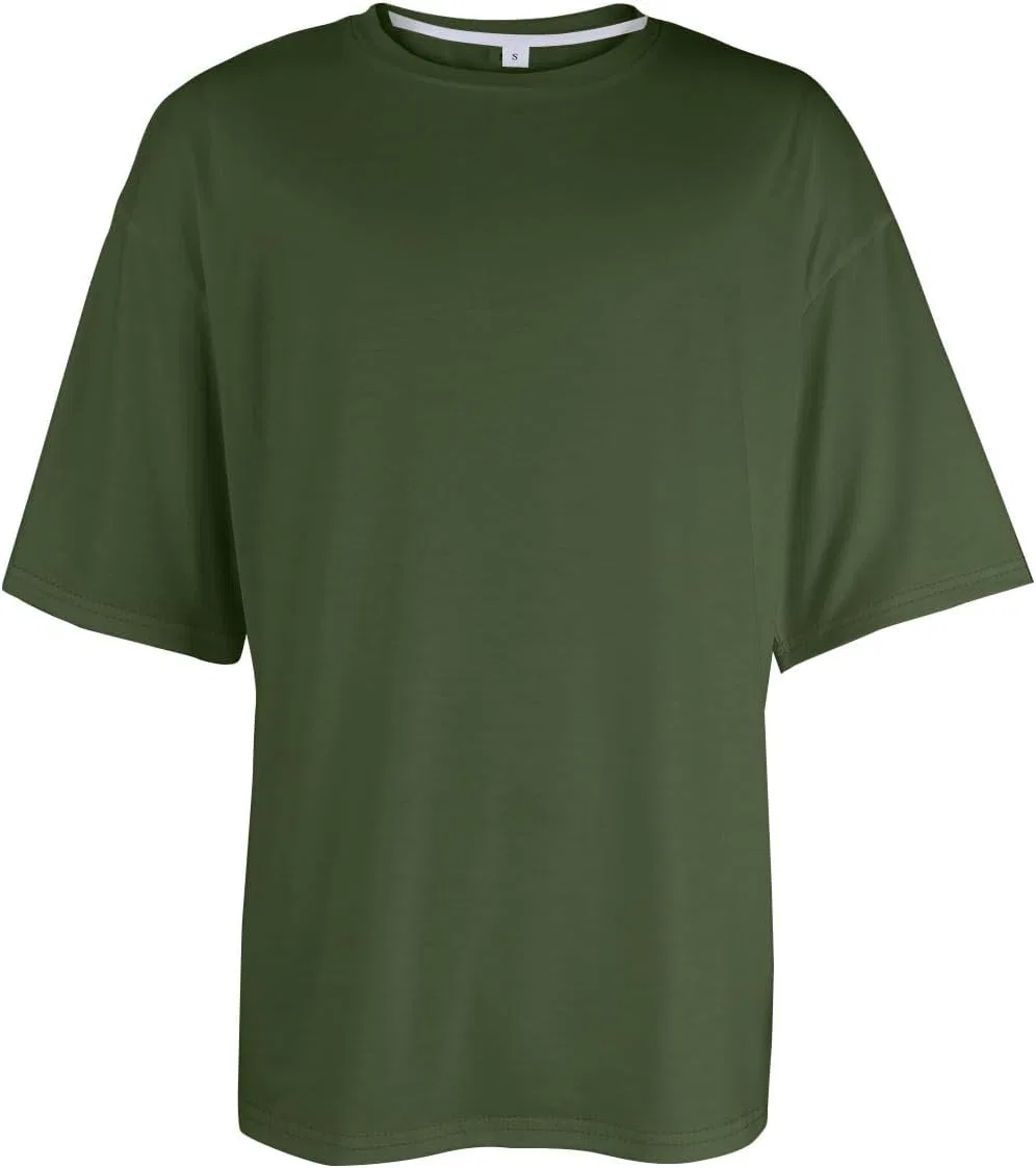 Мужская футболка с коротким рукавом, круглая горловина, однотонная, Army Green — фото 2
