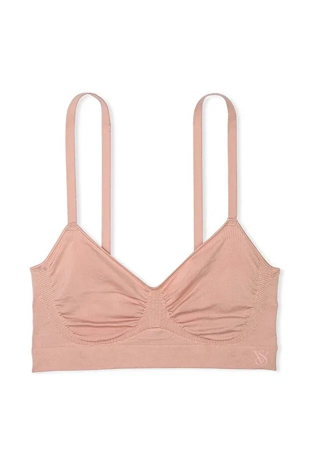 Женские бралетт без косточек с бретельками-спагетти Seamless shaping shaper bralet Victoria'S Secret, Iced Coffee — фото 4