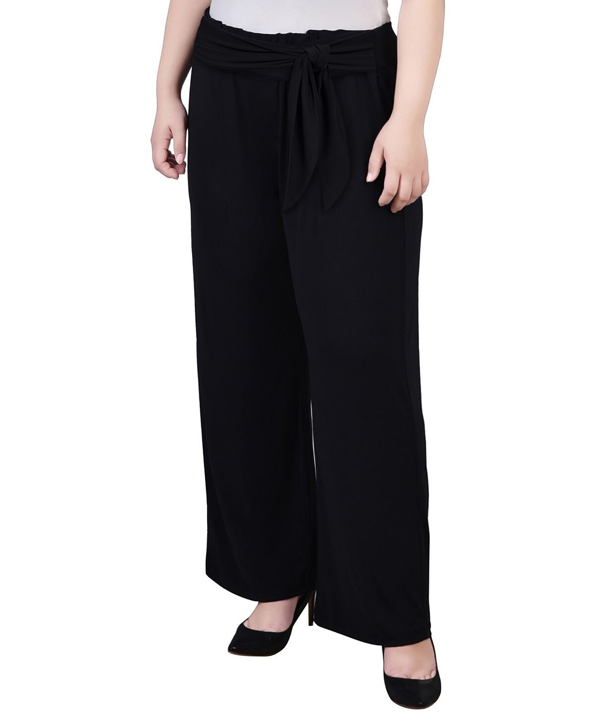 

Плюс размер без застежки и брюки с поясом NY Collection, черный
