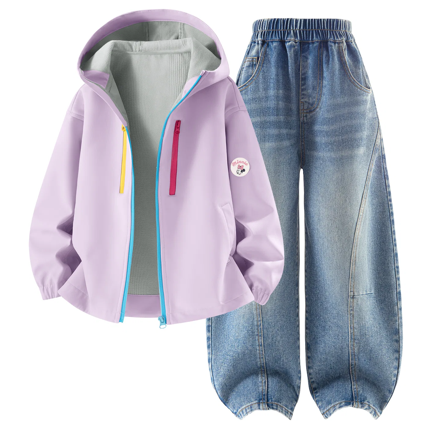 Детский спортивный комплект с капюшоном, ветрозащитный, Disney, Purple/Denim Light Blue