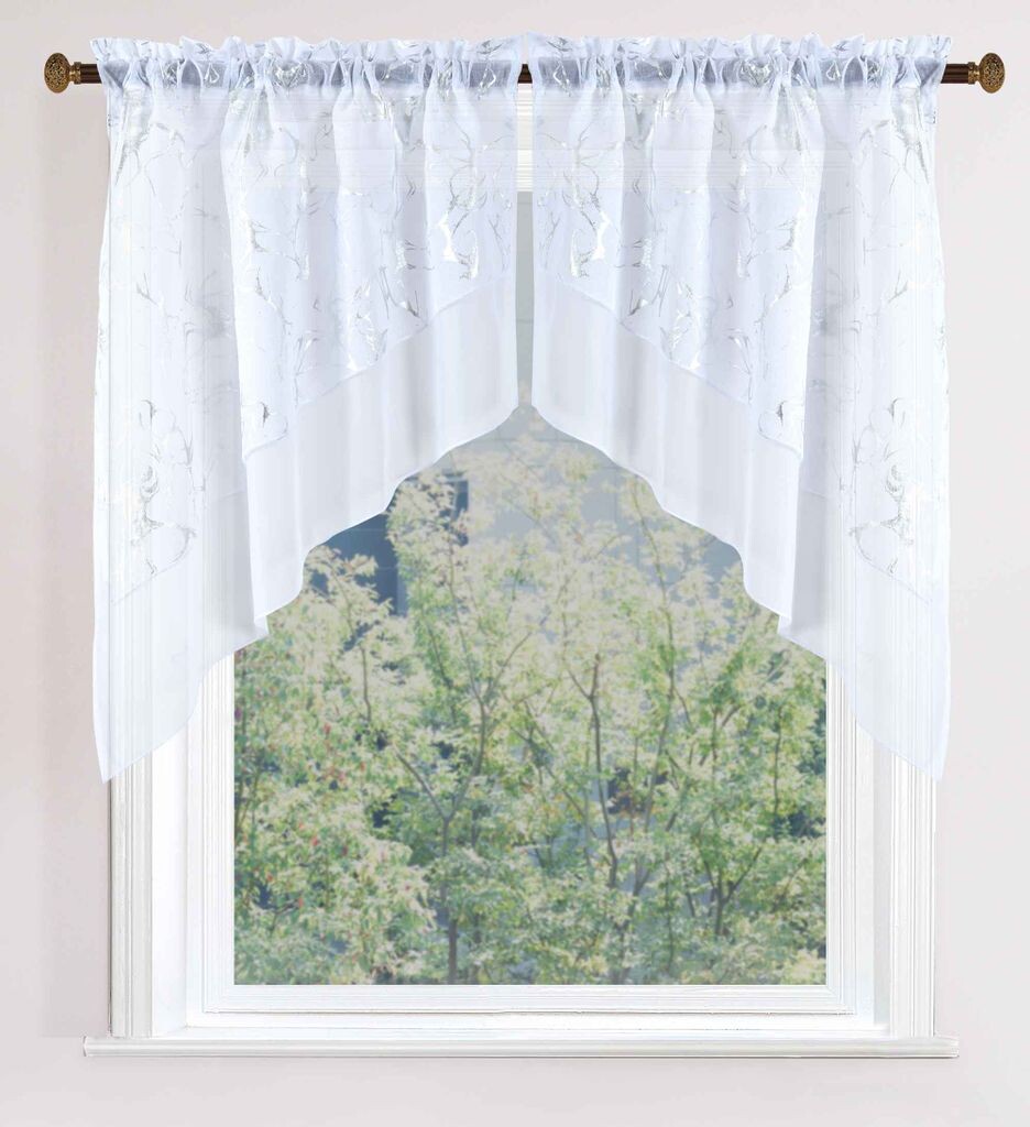 

Комплект из 2 панельных штор с имитацией дикого шелка и вуали, 245x45, белая орхидея, 80400 Astek, белый