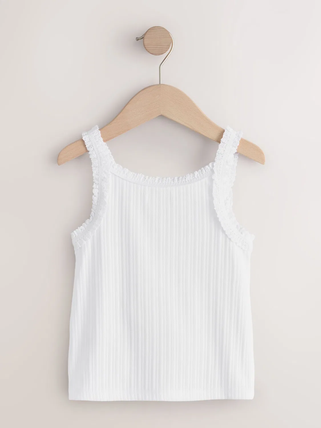 Топ майка с оборками Ribbed Vest Next, белый — фото 4