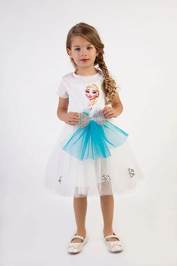 Детское платье для девочек с принтом Elsa Dress Le Mery, White