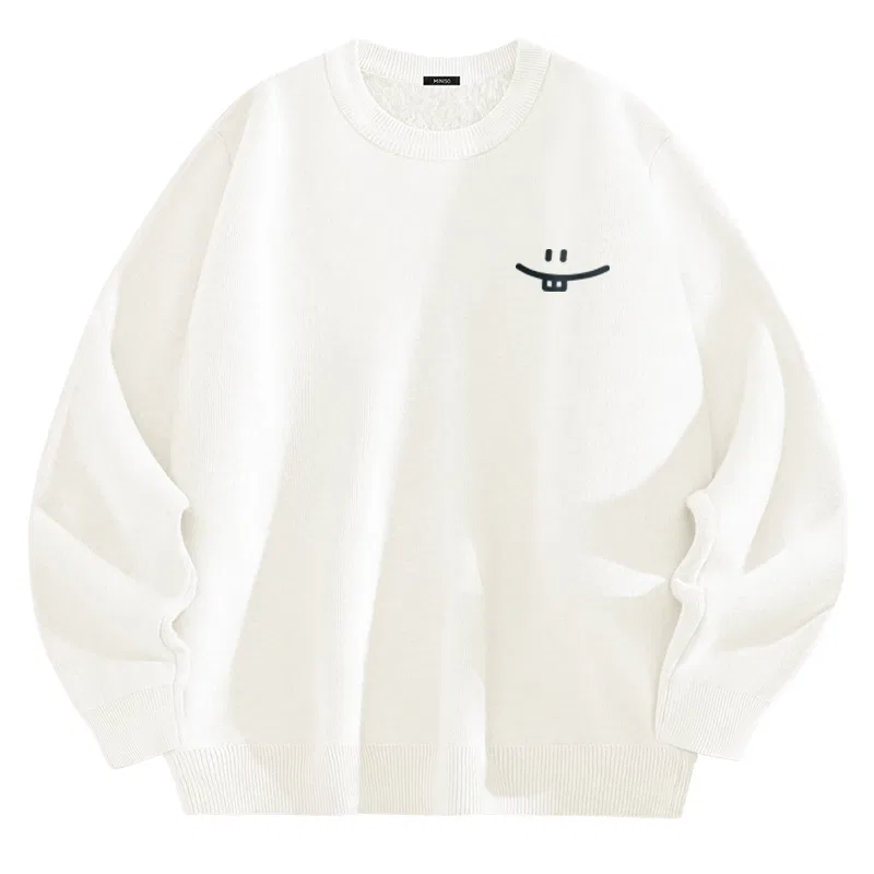 Детское вязаное изделие с круглым вырезом B Simple Smile Drawing Chest Logo MINISO, White