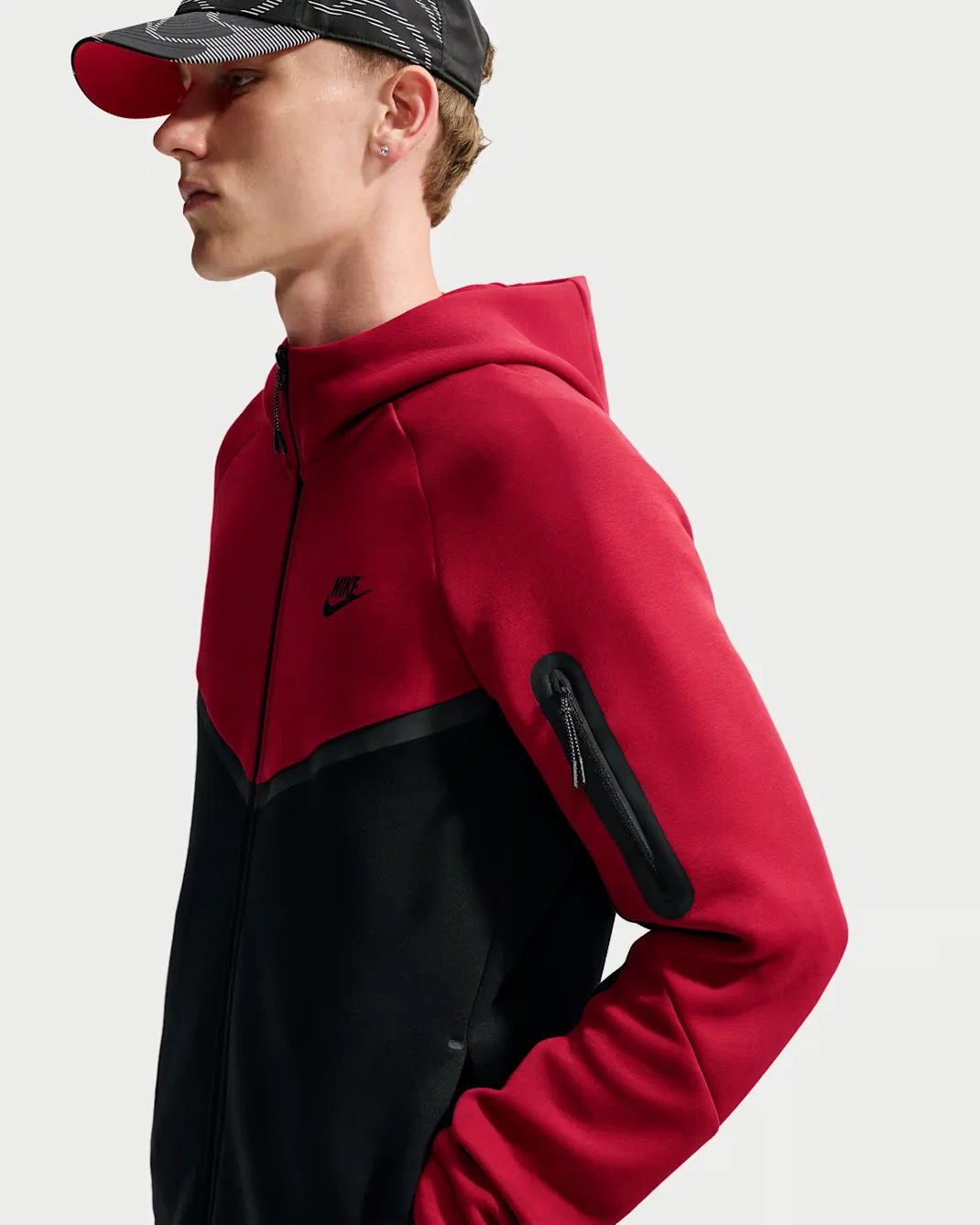 Мужская флисовая ветровка на молнии Nike Tech, Tough Red/Black/Black