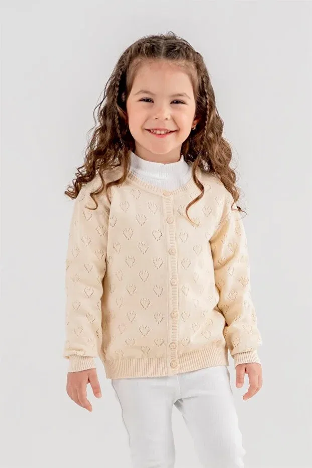Детский кардиган с ажурным узором Minora, Beige
