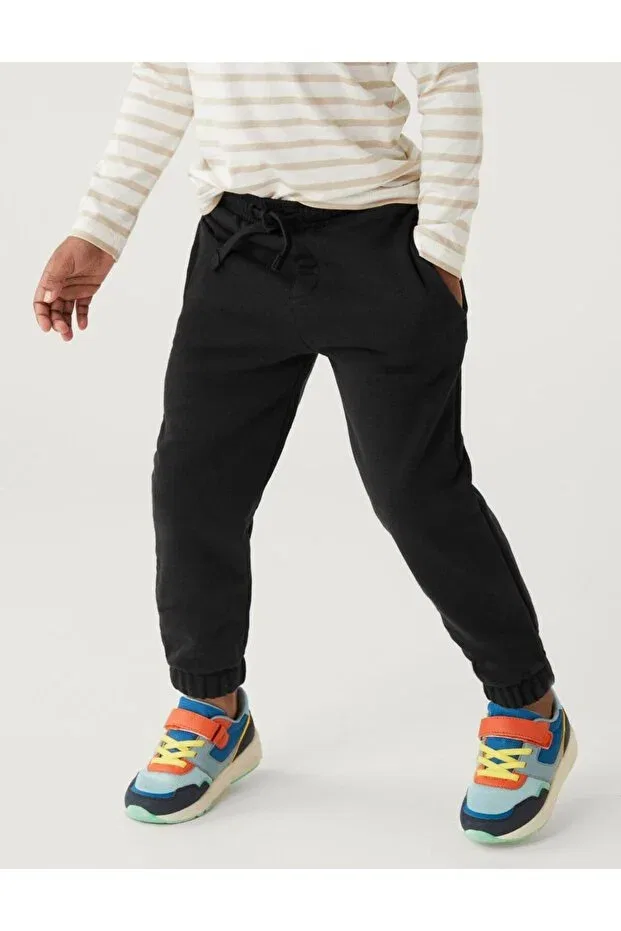 Детские спортивные штаны для мальчиков с принтом Regular fit sweatpants Marks & Spencer, Black — фото 3