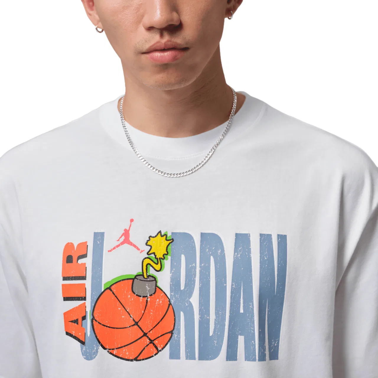 Футболка с коротким рукавом для мужчин NC Cartoon Graphic Jordan, цвет White/Blue — фото 3