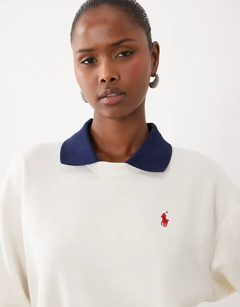 Свитшот с контрастным воротником Polo Ralph Lauren, белый