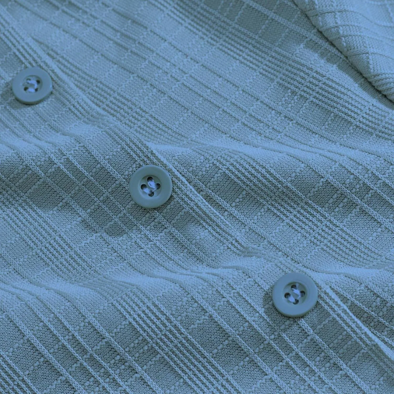 Мужская облегающая футболка с воротником и четверть-застежкой Ribbed Knit, Light Blue — фото 2