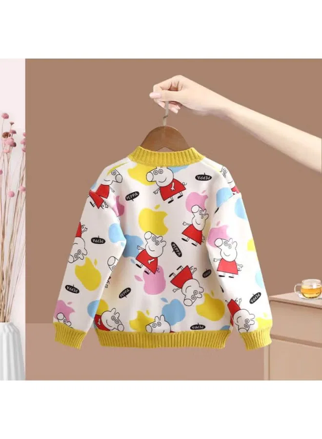 Кардиган детский вязаный с длинным рукавом Peppa Pig, желтый — фото 4