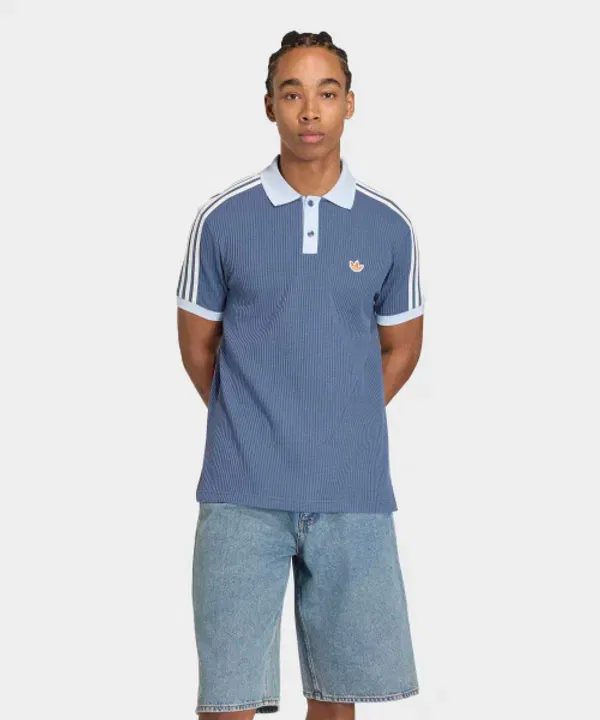 Поло с вафельным трикотажем, Adidas, синий