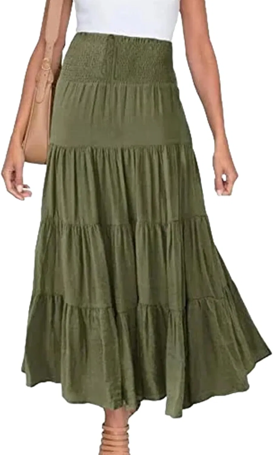 Женская юбка миди A-силуэта, Army Green
