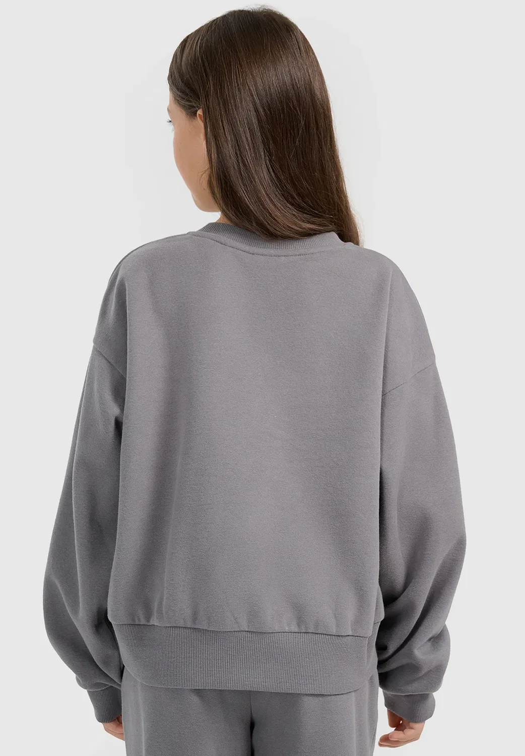 Bluza dresowa nierozpinana bez kaptura dziewczęca - толстовка 4F, Anthracite — фото 3