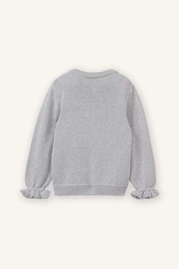 Детский кардиган для девочек с длинным рукавом Bow Embroidered Cardigan Baby Girl Defacto, Gray-Gr401 — фото 4