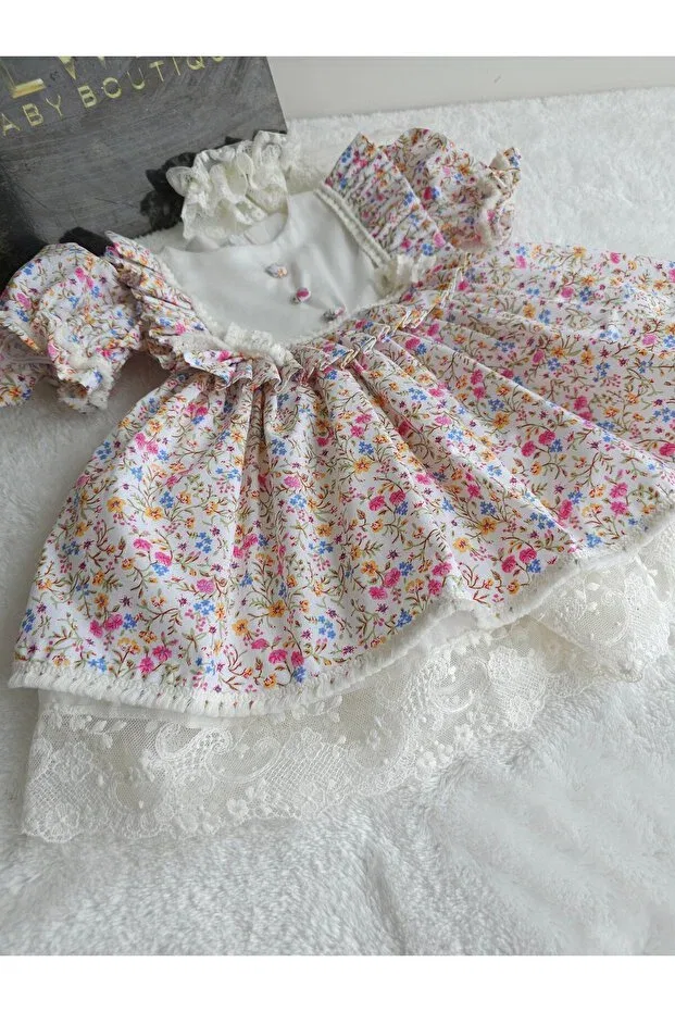 Детское платье с длинным рукавом Floral Vintage Dress Elwirababyboutiqe, Multicolor