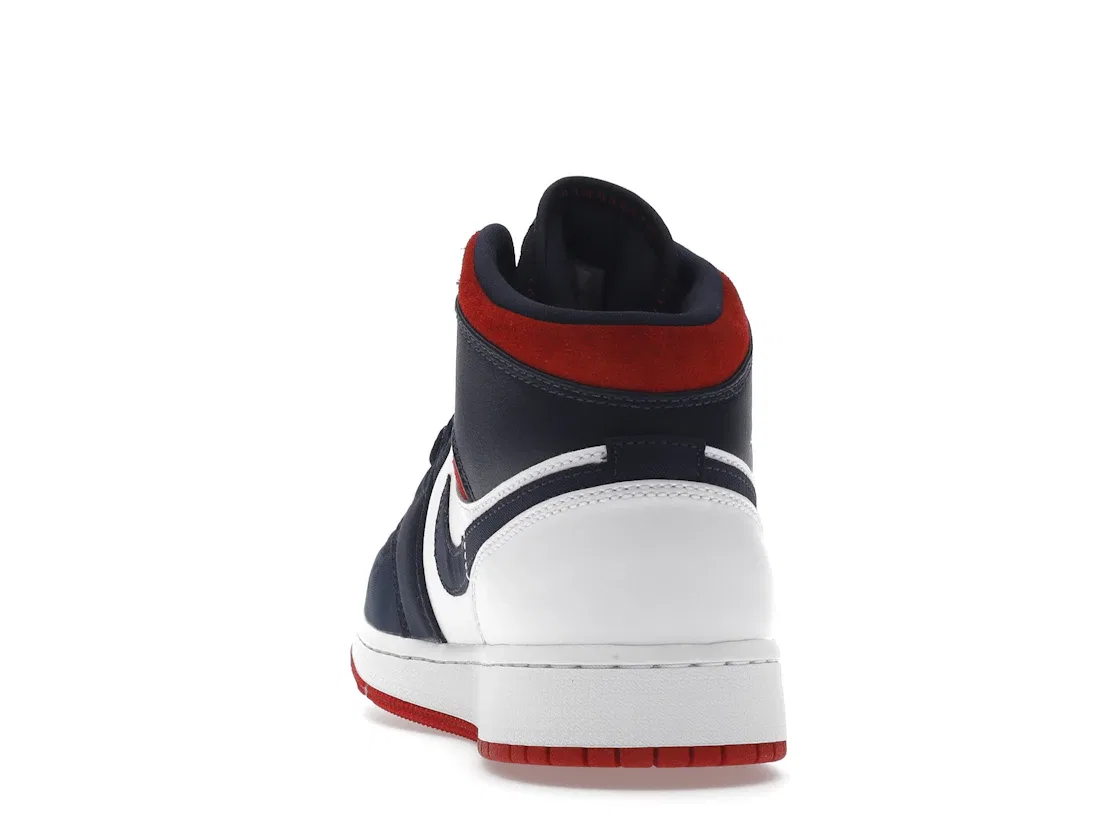 Детские кроссовки Lifestyle с принтом Jordan 1 Mid Jordan, White/Varsity Red-Midnight Navy — фото 4