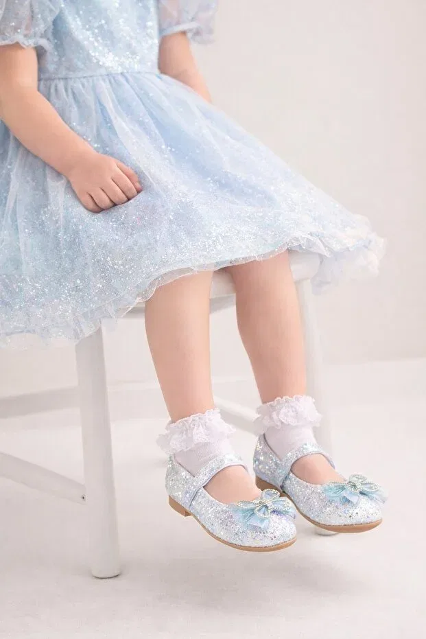 Детские балетки для девочек с принтом Minibonito, Blue — фото 3
