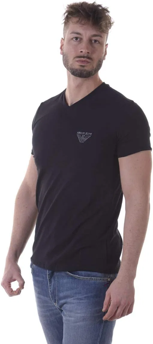 Мужская slim fit футболка с логотипом Emporio Armani, Black — фото 3