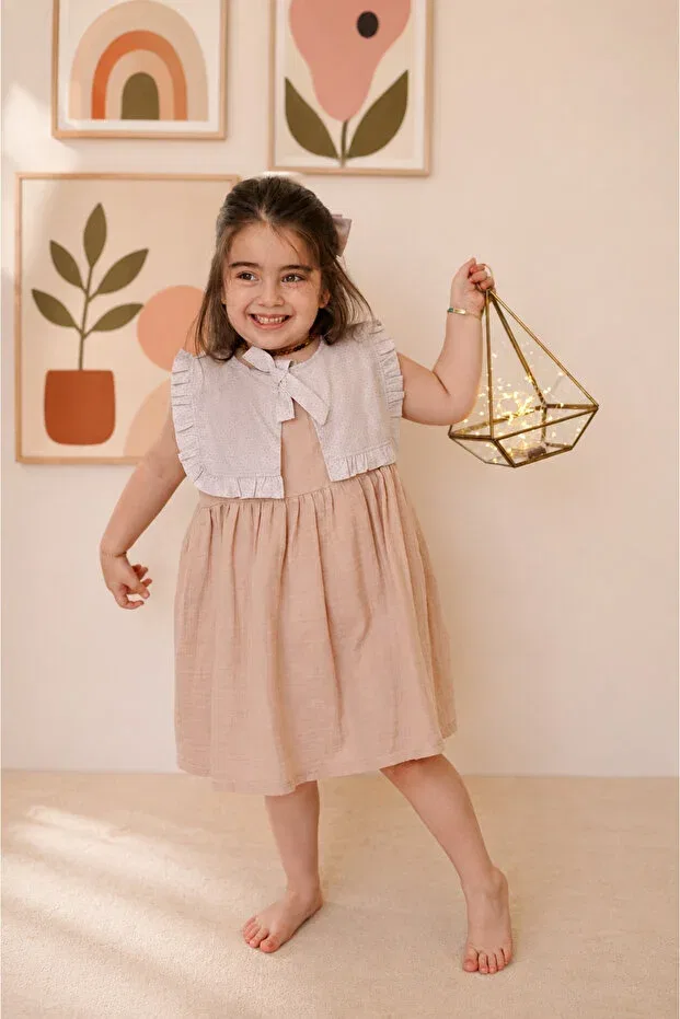 Детское платье для девочек хлопковое Pinklime Jr., Beige