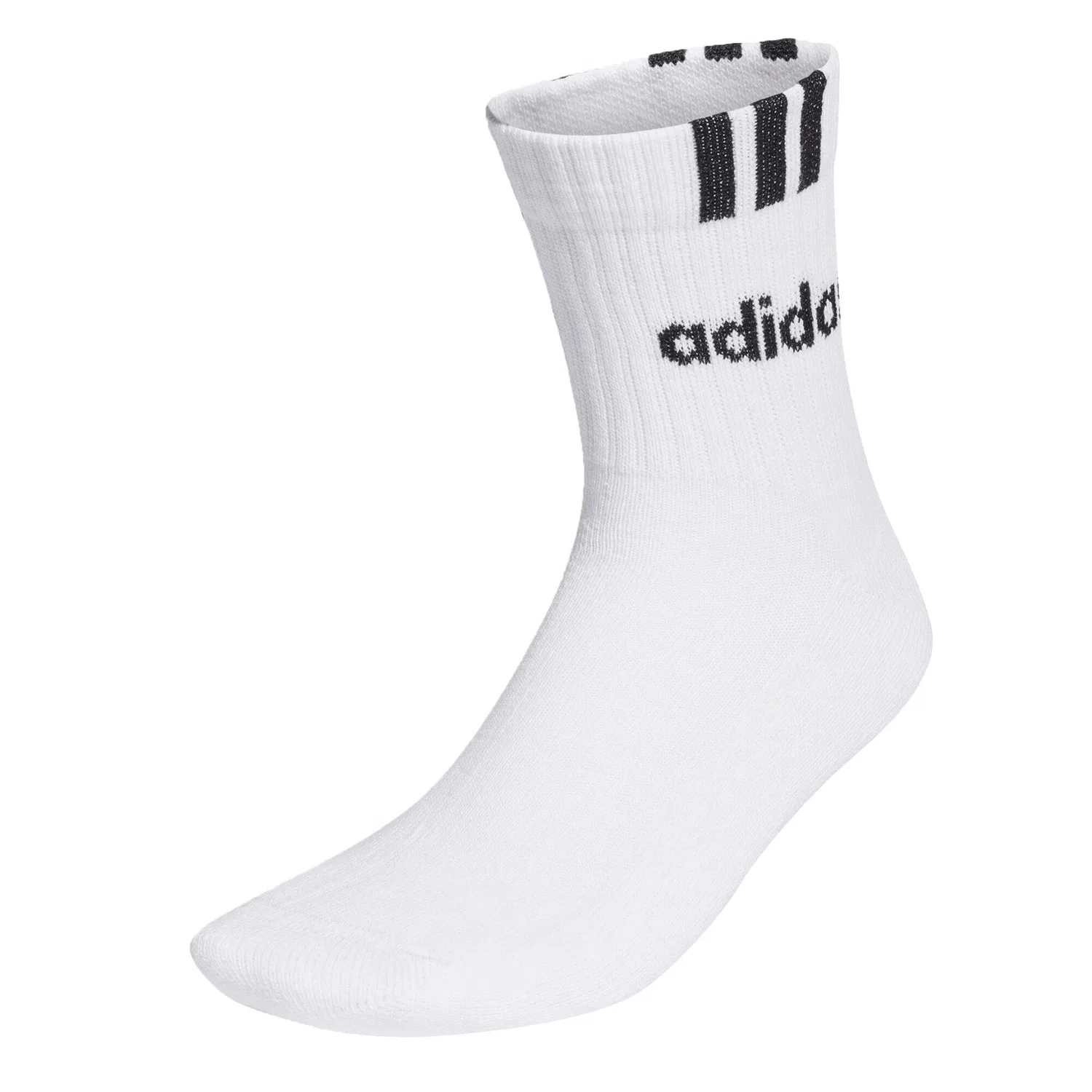 Мужские носки с принтом 3-Streifen Linear Half-Crew Cushioned Socken Adidas, Weiß / Schwarz — фото 2