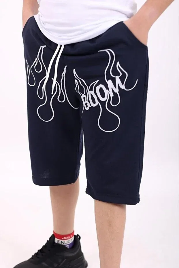 Детские шорты для мальчиков с принтом 3-комплект Çiggo Kids, Navy Blue Gray Black — фото 4